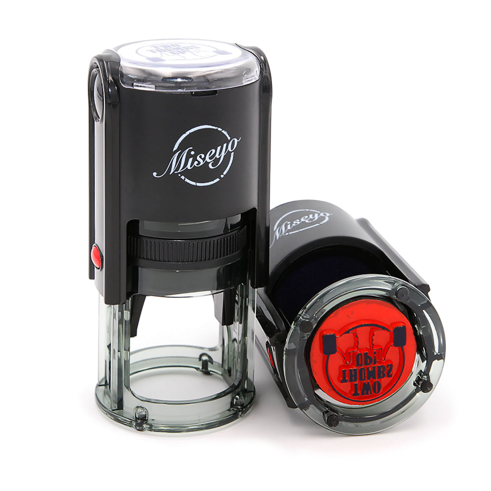 Two Thumbs Up Like - Miseyo Self-Inking Round Rubber Teacher Stamp - Blue Ink