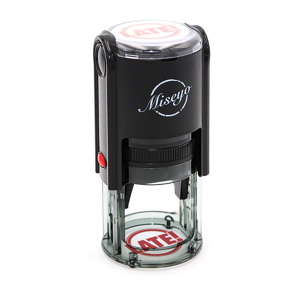 Late! - Miseyo Self-Inking Round Teacher Stamp - Red Ink