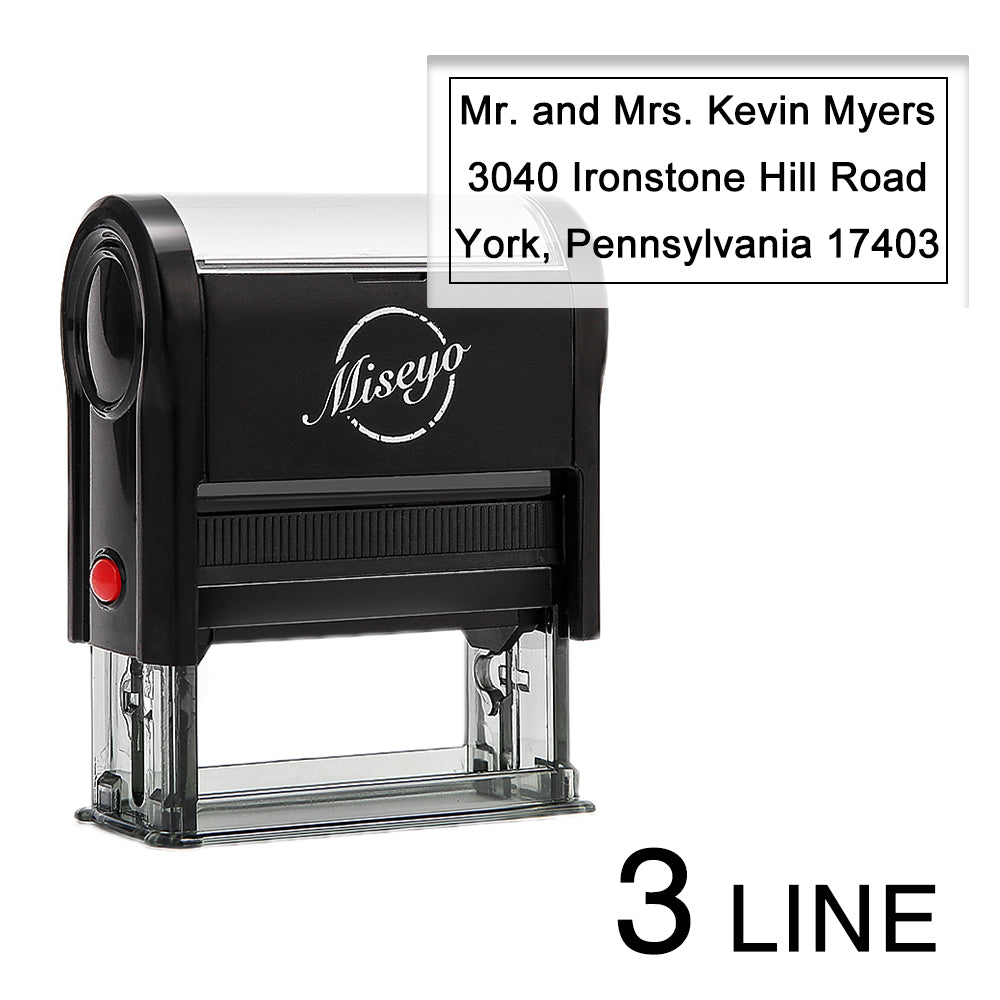 Miseyo Self Inking Custom Stamp Personalize Up to 3 Lines Rubber Return Address Stamp - 2 Ink Pads Included