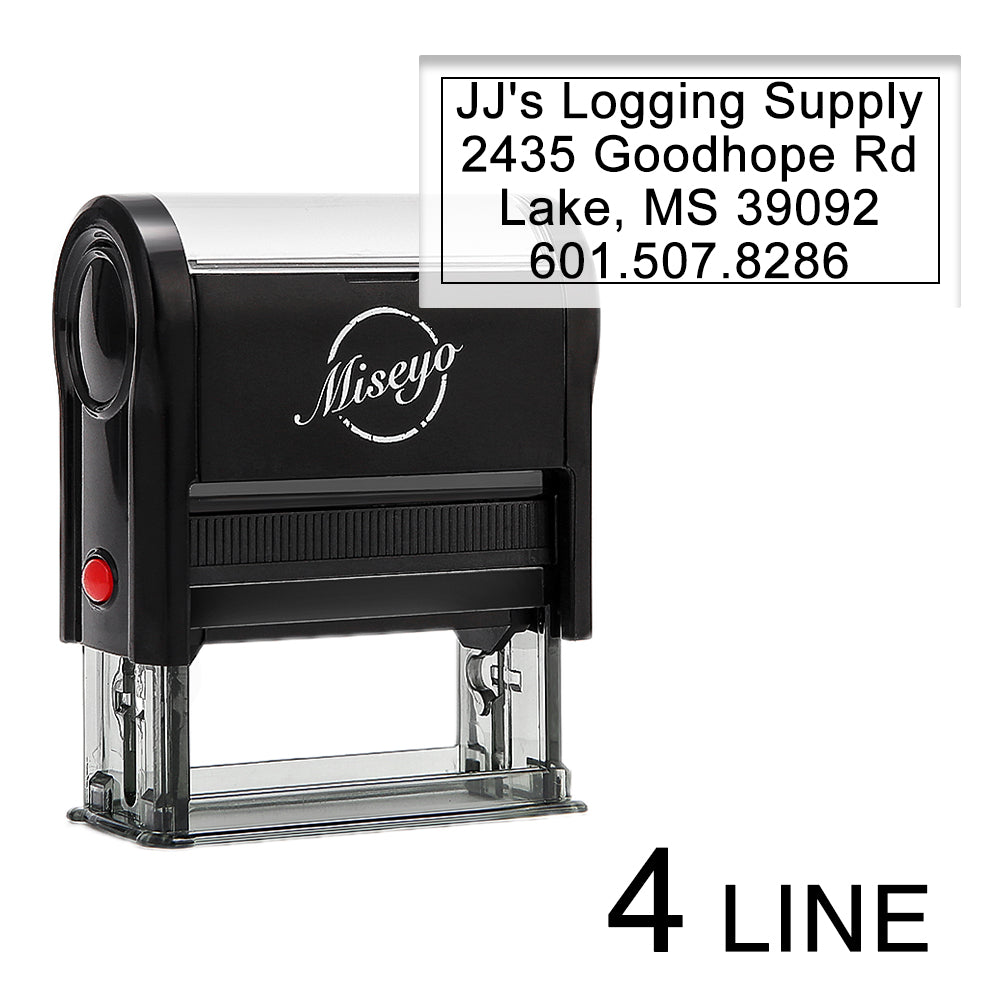 Miseyo Self Inking Custom Stamp Personalize up to 4 Lines Return Address Stamp - 2 Ink Pads Included