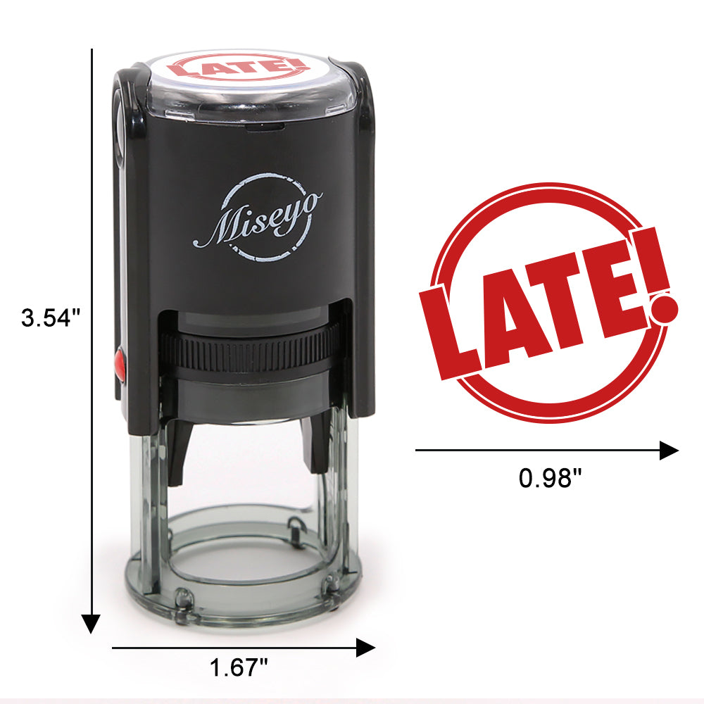 Late! - Miseyo Self-Inking Round Teacher Stamp - Red Ink