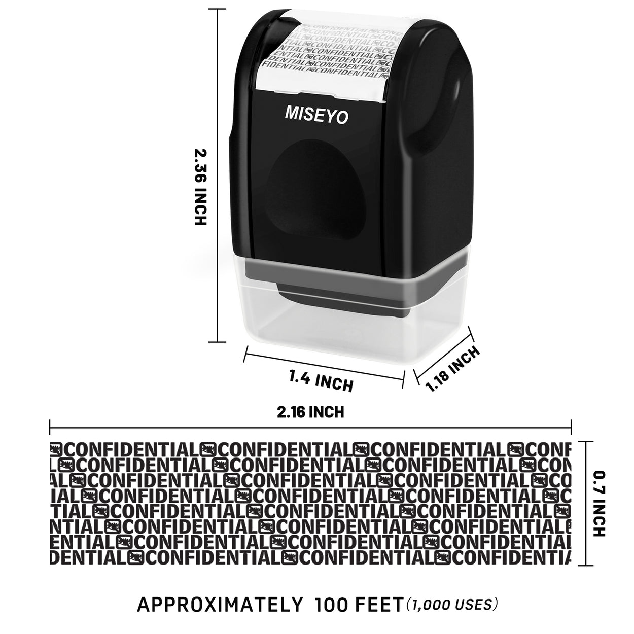 Miseyo Mini Identity Theft Protection Roller Stamp - Black