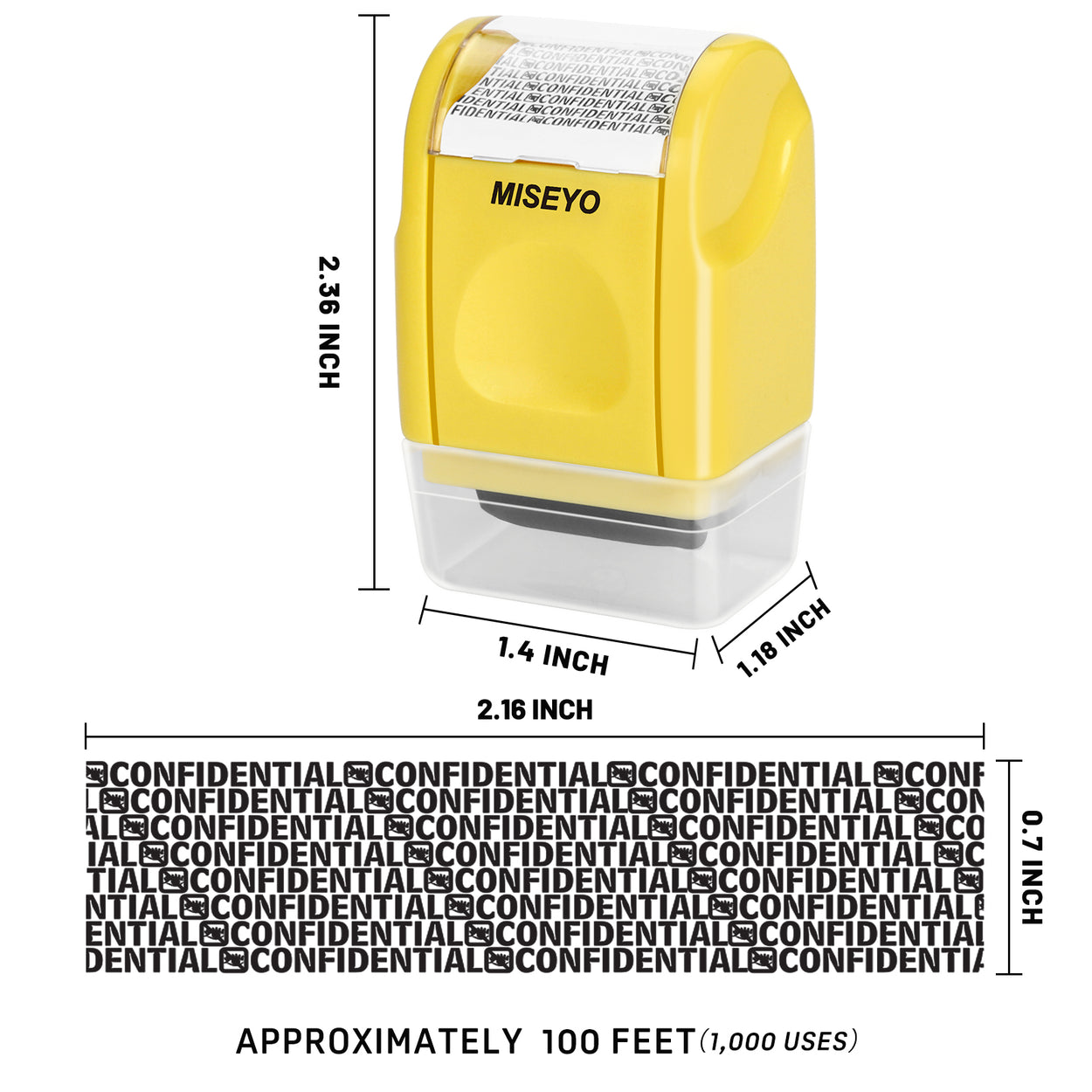 Miseyo Mini Identity Theft Protection Roller Stamp - Yellow
