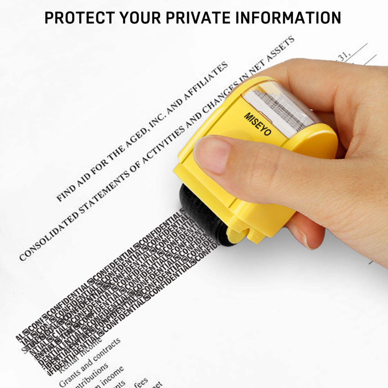 Miseyo Mini Identity Theft Protection Roller Stamp - Yellow