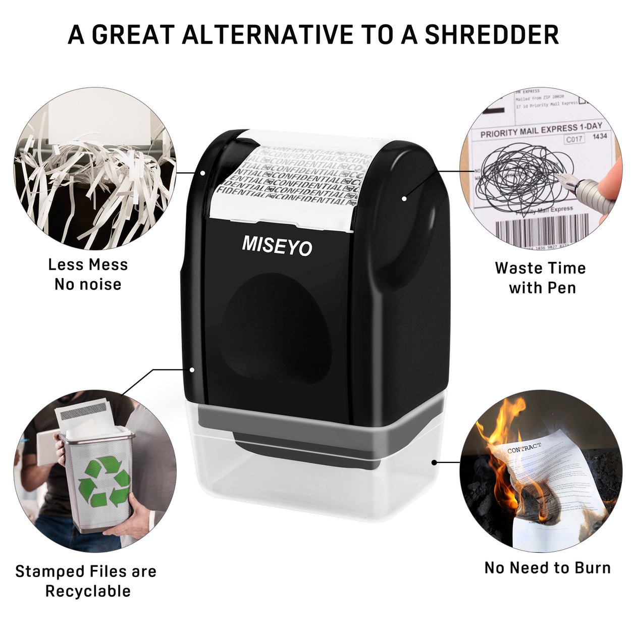 Miseyo Mini Identity Theft Protection Roller Stamp - Black