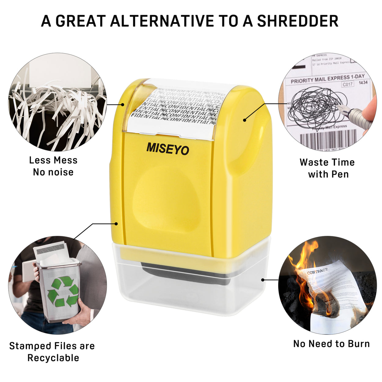 Miseyo Mini Identity Theft Protection Roller Stamp - Yellow