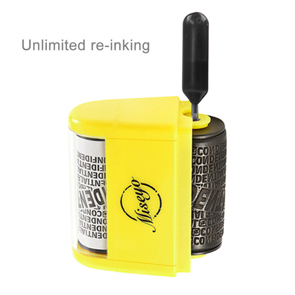 Miseyo Wide Roller Stamp Identity Theft Stamp 1.5 Inch Perfect for Privacy Protection - Yellow