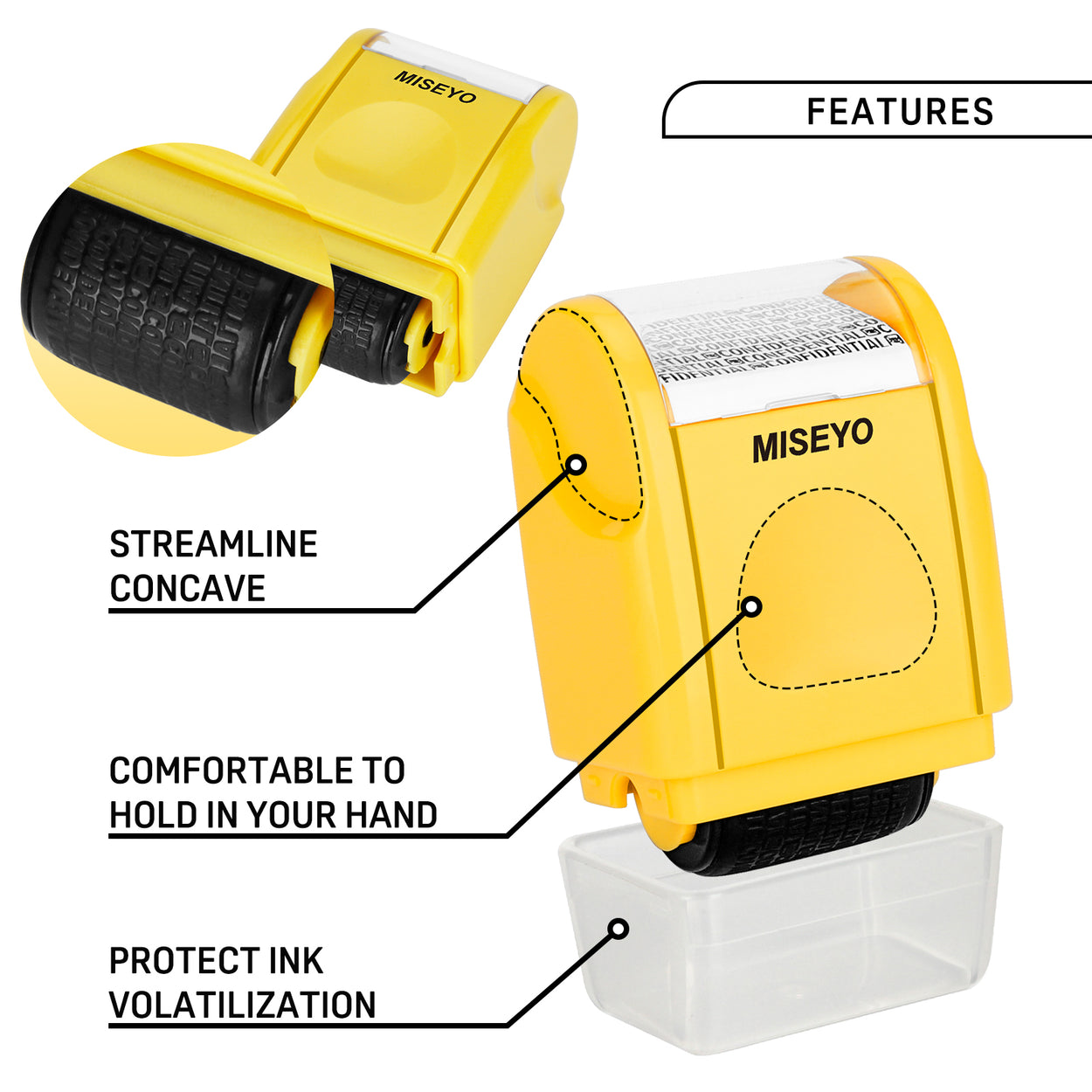 Miseyo Mini Identity Theft Protection Roller Stamp - Yellow