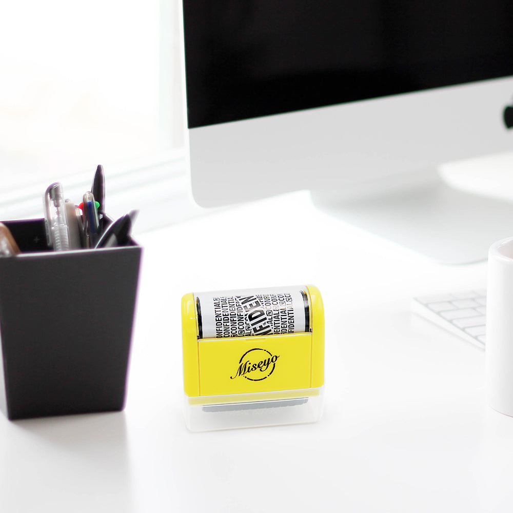 Miseyo Wide Roller Stamp Identity Theft Stamp 1.5 Inch Perfect for Privacy Protection - Yellow