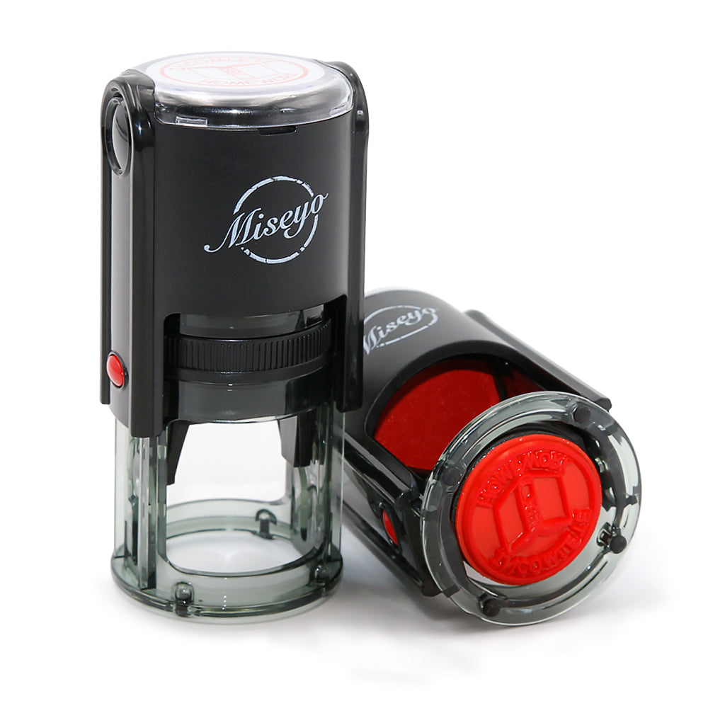 Happy Star - Miseyo Self-Inking Round Teacher Stamp - Red Ink