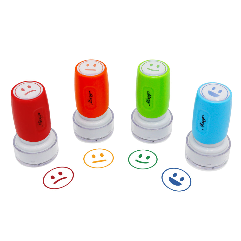 Miseyo Pre-Ink Teacher Stamp Set - 4 Color Mood Expressions