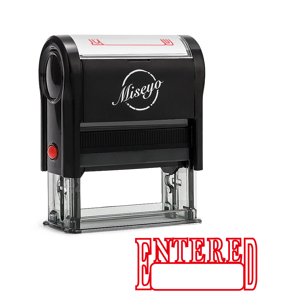 Miseyo Entered Self Inking Rubber Stamp - Red Ink