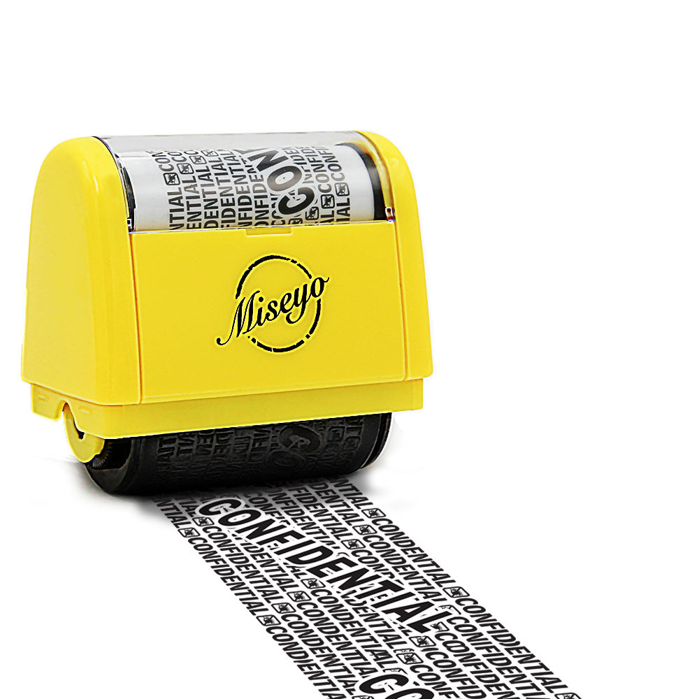 Miseyo Wide Roller Stamp Identity Theft Stamp 1.5 Inch Perfect for Privacy Protection - Yellow