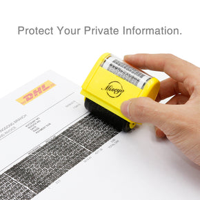 Miseyo Wide Identity Theft Protection Roller Stamp - Yellow (3 Refill Ink Included)