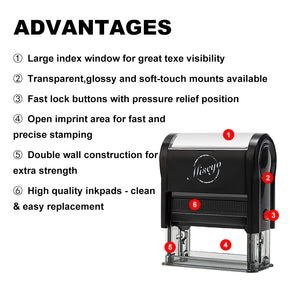 Miseyo Self Inking Custom Stamp Personalize up to 4 Lines Return Address Stamp - 2 Ink Pads Included
