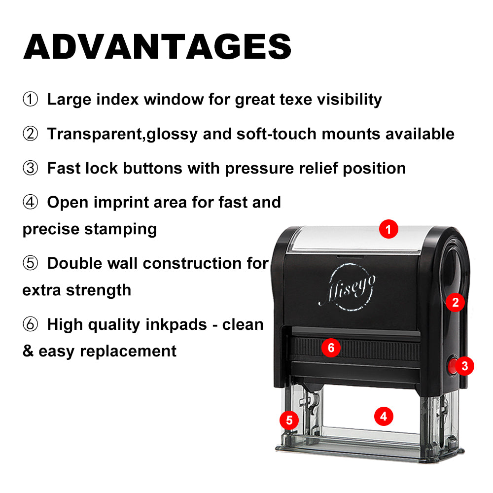 Miseyo Self Inking Custom Stamp Personalize Up to 3 Lines Rubber Return Address Stamp - 2 Ink Pads Included